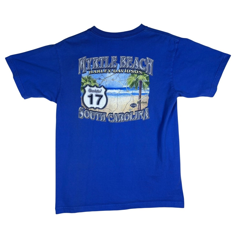 VTG Harley-Davidson Myrtle Beach South Carolina Pocket T-Shirt Blue Mens Large L
